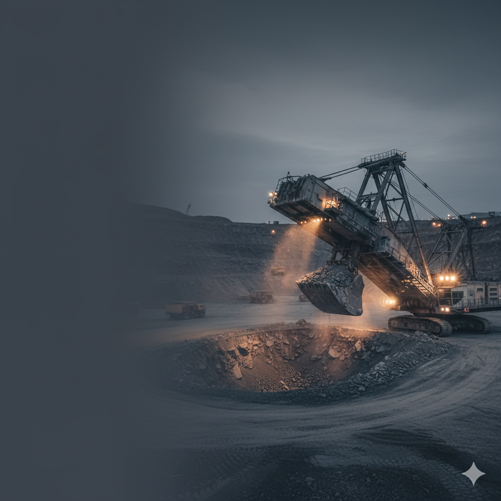 Mineral operations and heavy equipment in the field